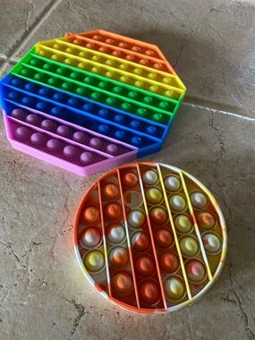 Rainbow Octagon & Tie-Dye Round Pop It Sensory Fidget Toys - Kids